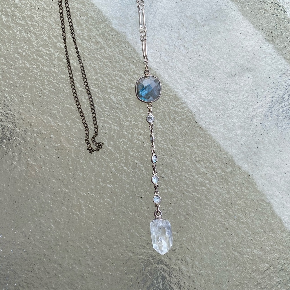 Sterling silver labradorite quartz & swarovski